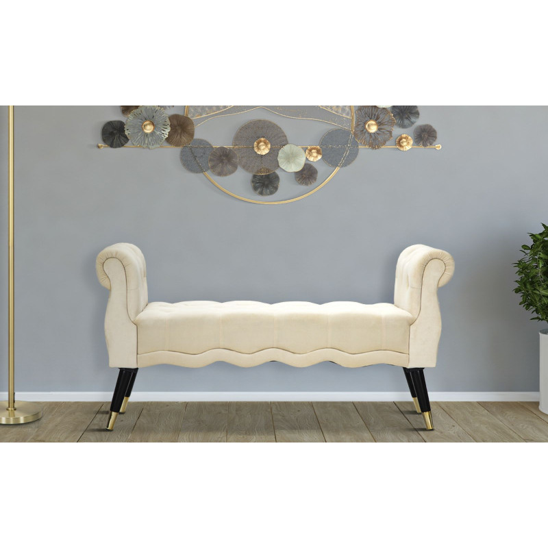 Banc Paris Crème & Or – Raffinement Doré 120 x 40 x 60 cm