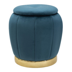Glam Tabouret Paris Bleu & Or – Éclat Précieux Ø43x43