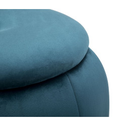 Pouf Coffre Paris Bleu Sarcelle & Or – Brillance de la Ville Lumière Ø43 x 43 cm