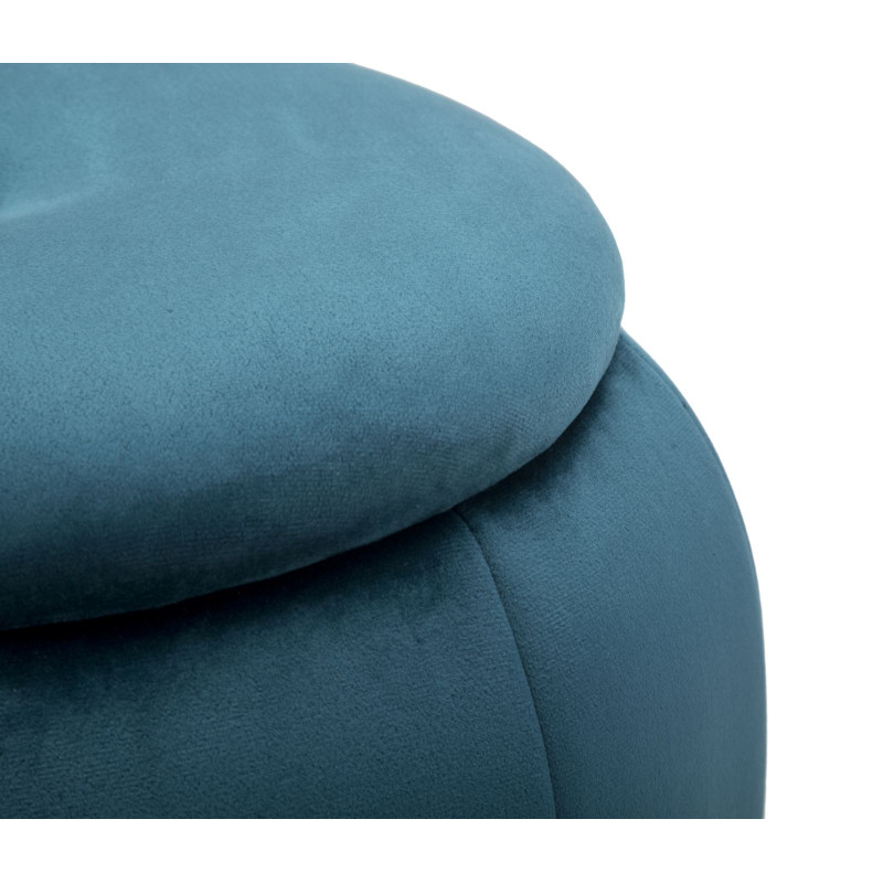Pouf Coffre Paris Bleu Sarcelle & Or – Brillance de la Ville Lumière Ø43 x 43 cm