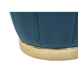 Pouf Coffre Paris Bleu Sarcelle & Or – Brillance de la Ville Lumière Ø43 x 43 cm