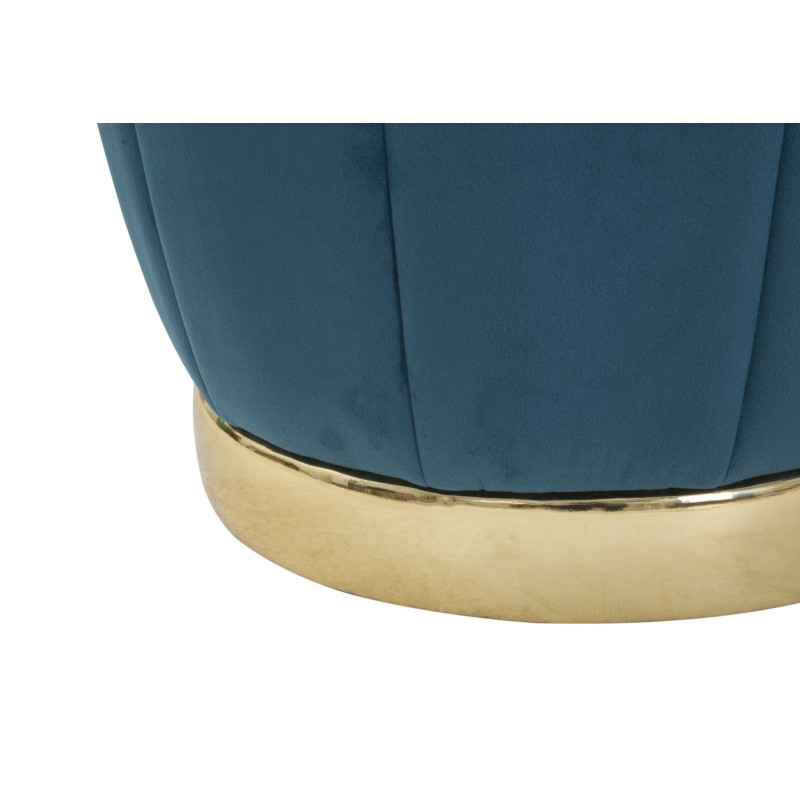 Pouf Coffre Paris Bleu Sarcelle & Or – Brillance de la Ville Lumière Ø43 x 43 cm