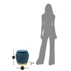 Pouf Coffre Paris Bleu Sarcelle & Or – Brillance de la Ville Lumière Ø43 x 43 cm