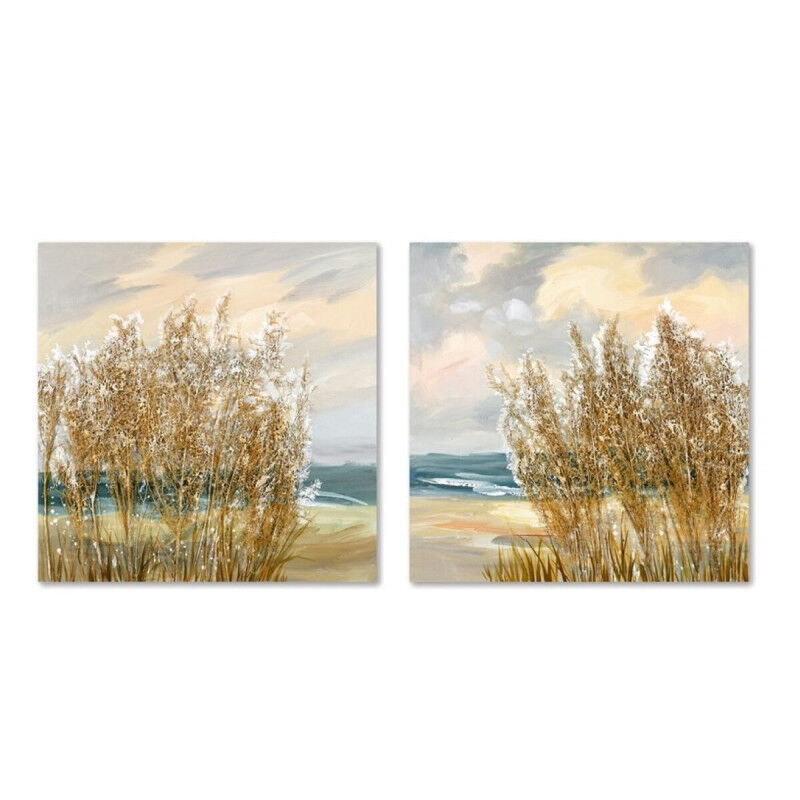 Cadre Home ESPRIT Bleu Doré Plage méditerranéen 80 x 3 x 80 cm (2 Unités)
