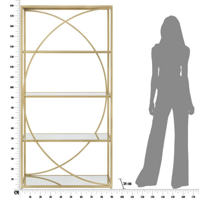 Glam Étagère à Livres Glamy – Verticalité Radieuse 90x38x180
