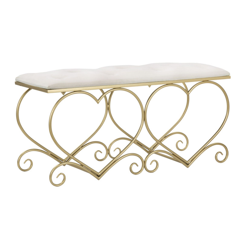 Banc Cœur Crème – Romantisme Sculptural 105 x 37,5 x 51,5 cm