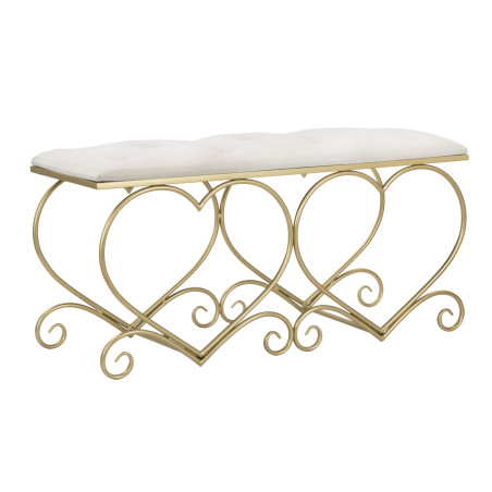 Banc Cœur Crème – Romantisme Sculptural 105 x 37,5 x 51,5 cm