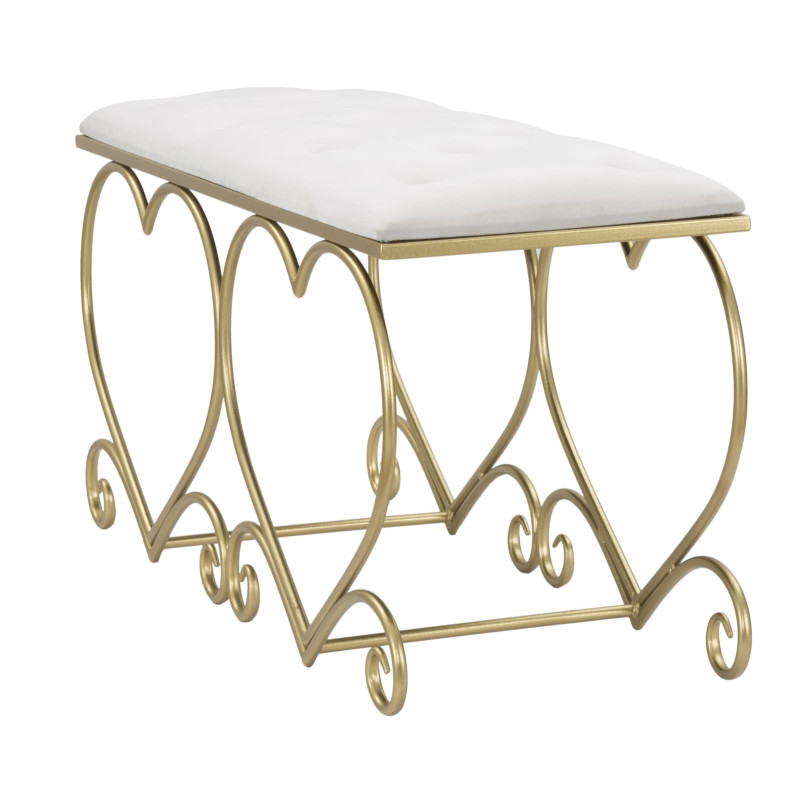 Glam Banc Cœur Crème – Douceur Noble 105x37,5x51,5