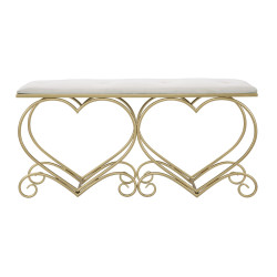 Banc Cœur Crème – Romantisme Sculptural 105 x 37,5 x 51,5 cm