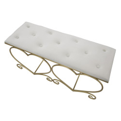 Banc Cœur Crème – Romantisme Sculptural 105 x 37,5 x 51,5 cm