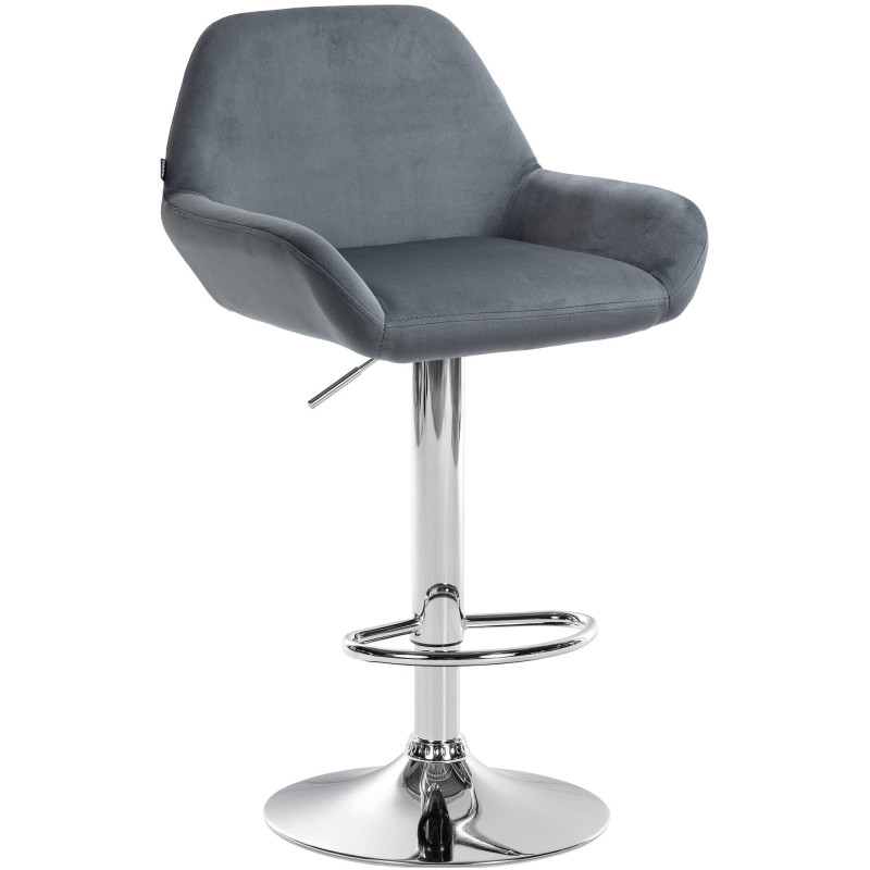 Tabouret de bar Braga velours chrome gris foncé