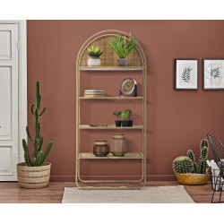 Boho Chic Étagère à Livres Ronde Panama – Harmonie Naturelle 80x40x180