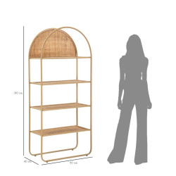 Boho Chic Étagère à Livres Ronde Panama – Harmonie Naturelle 80x40x180