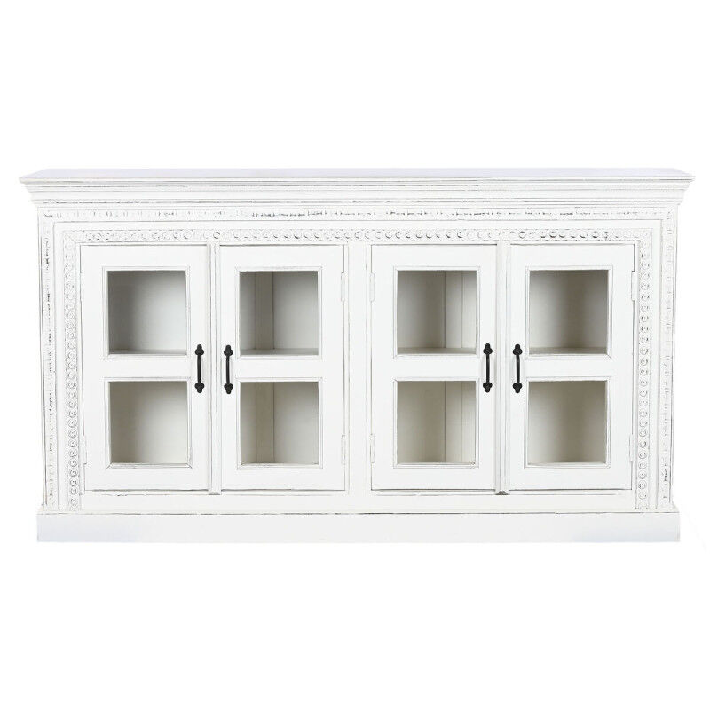 Buffet Home ESPRIT Blanc Verre Bois de manguier 180 x 40 x 100 cm