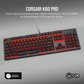 CORSAIR Clavier mécanique gaming K60 PRO a LED Rouge - Azerty - Noir (CH-910D029-FR)