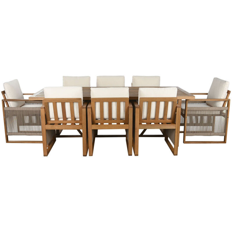 Ensemble Table + Chaises Home ESPRIT Marron Corde Bois d'eucalyptus 230 x 100 x 75 cm