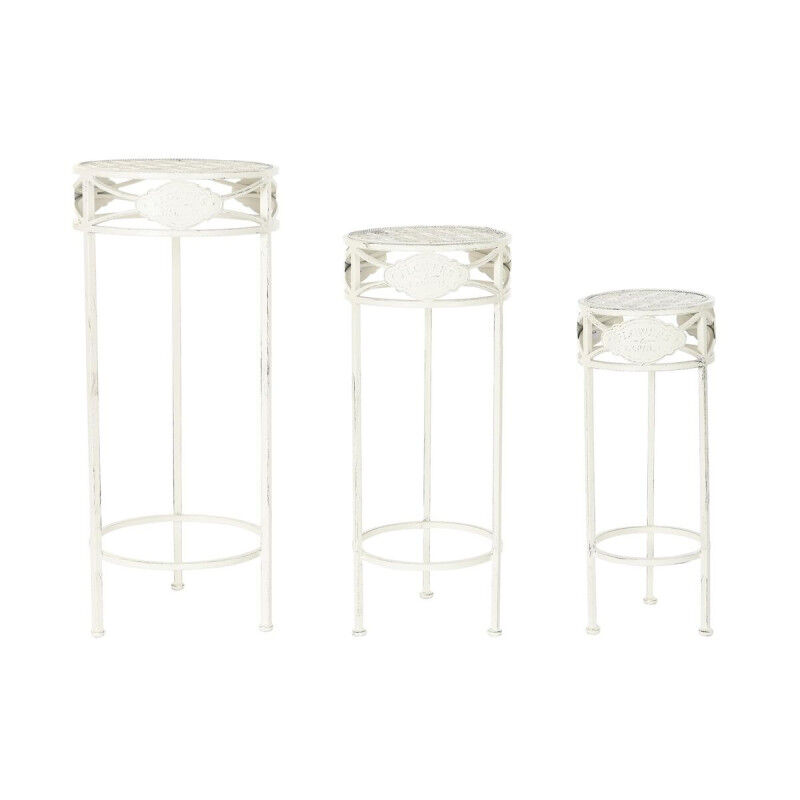 Jeu de 3 tables Home ESPRIT Blanc 30,5 x 30,5 x 70 cm (3 Pièces)