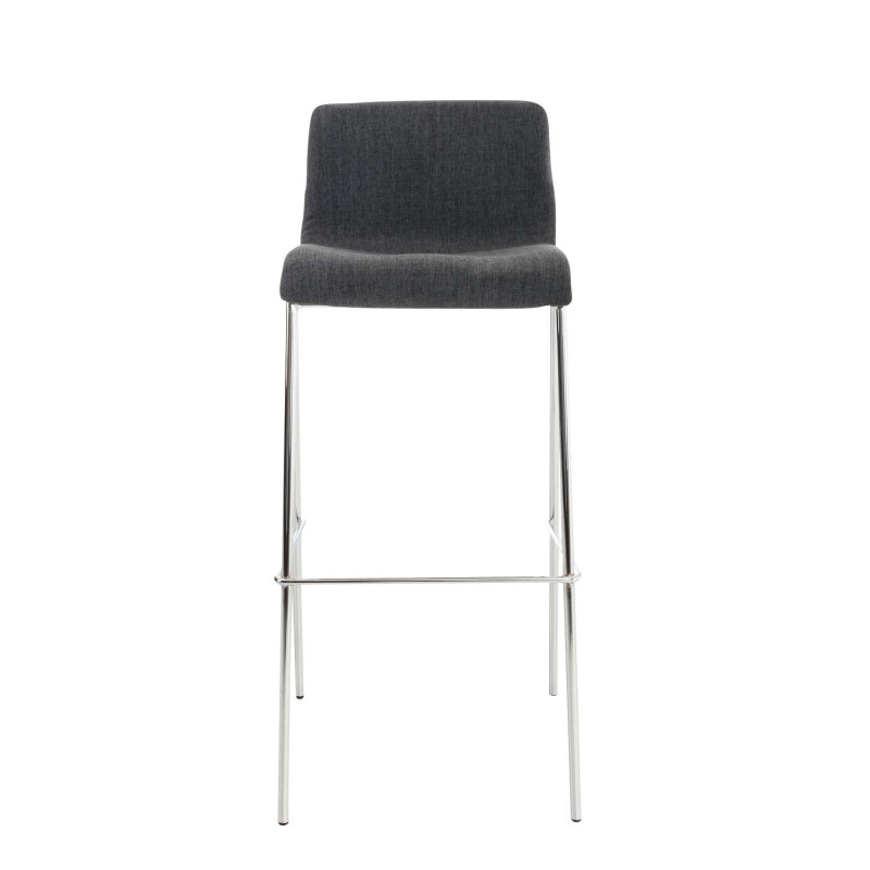 Tabouret de bar Hoover tissu 4 pieds structure chromée gris foncé