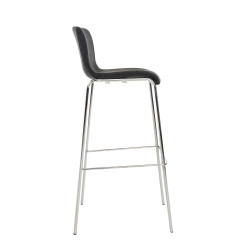 Tabouret de bar Hoover tissu 4 pieds structure chromée gris foncé