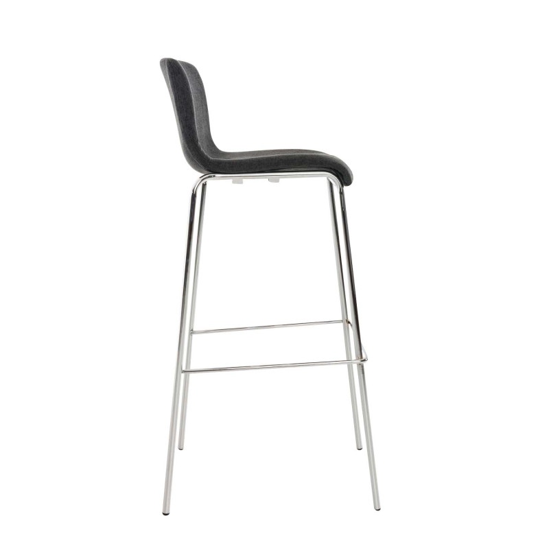 Tabouret de bar Hoover tissu 4 pieds structure chromée gris foncé