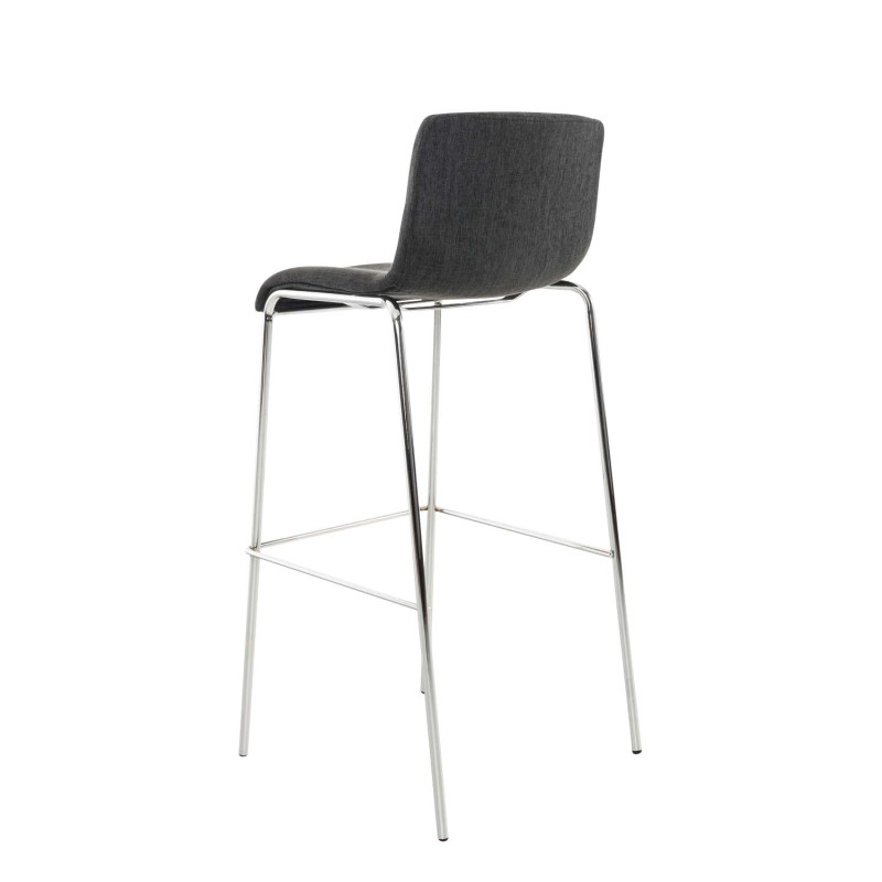 Tabouret de bar Hoover tissu 4 pieds structure chromée gris foncé