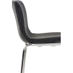 Tabouret de bar Hoover tissu 4 pieds structure chromée gris foncé