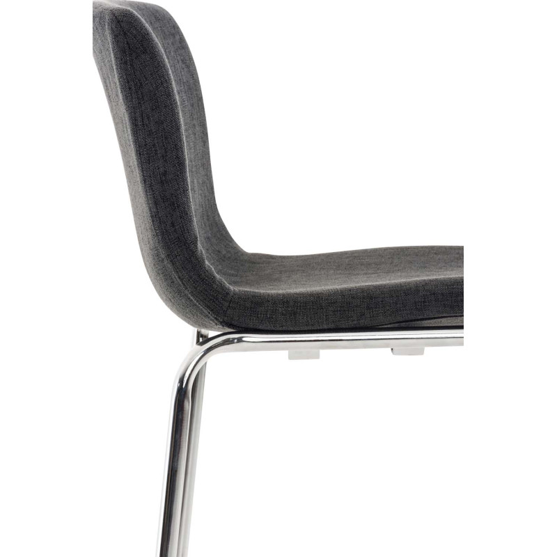 Tabouret de bar Hoover tissu 4 pieds structure chromée gris foncé