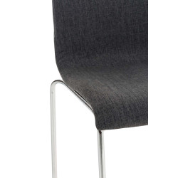 Tabouret de bar Hoover tissu 4 pieds structure chromée gris foncé
