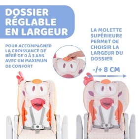 CHICCO Chaise Haute Polly 2 Start - 4 Roues fancy chicken