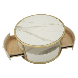 Glam Table Basse Sharon – Aura Sculpturale Ø75x40