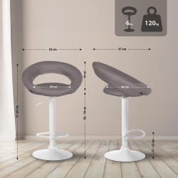 Lot de 2 tabourets de bar Olinda tissu blanc gris