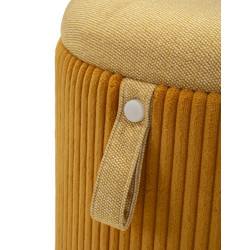 Pouf Coffre Bolzano Moutarde – Duo Chic & Fonctionnel Ø38x38 - Ø32x28 cm