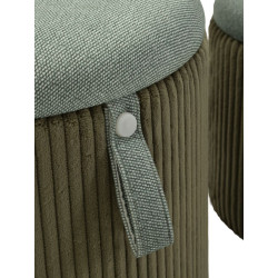 Pouf Coffre Bolzano Vert – Élégance Naturelle en Duo Ø38x38 - Ø32x28 cm