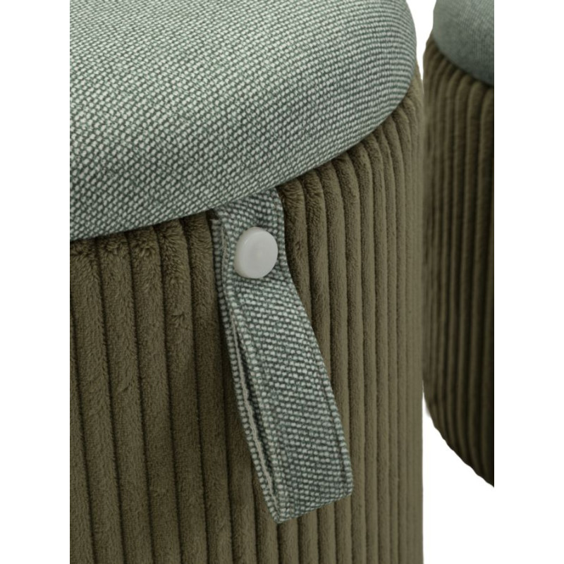 Pouf Coffre Bolzano Vert – Élégance Naturelle en Duo Ø38x38 - Ø32x28 cm