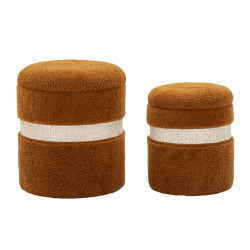 Moderne Poufs Saint-Moritz Marron – Duo Raffiné Ø40x47-32x38