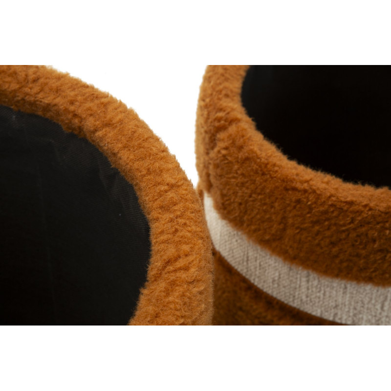 Pouf Coffre Saint-Moritz Marron – Chaleur Alpine en Duo Ø40x47 - Ø32x38 cm