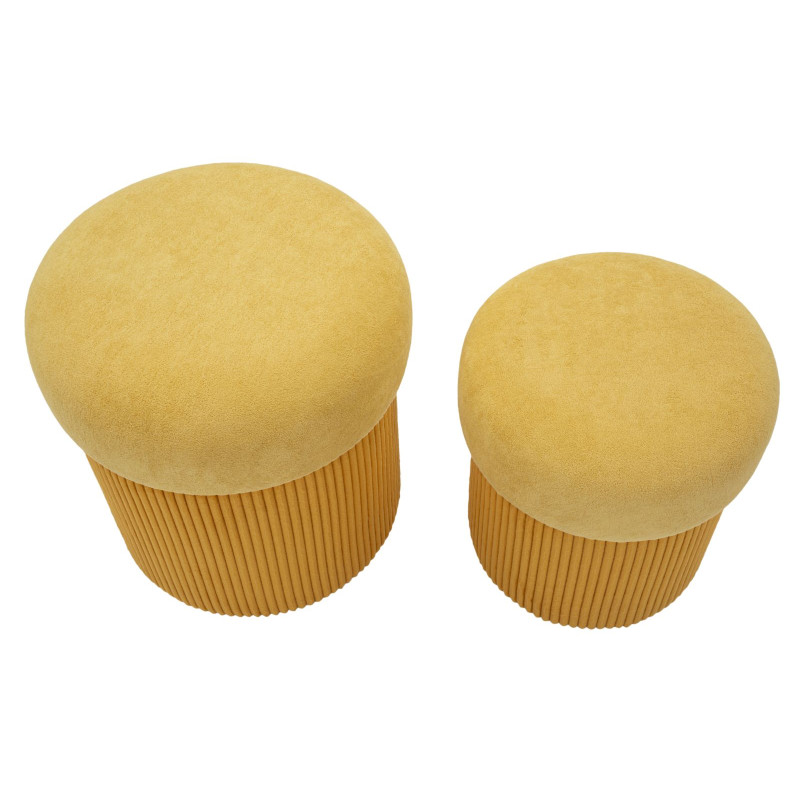 Pouf Coffre Aspen Moutarde – Harmonie Contemporaine Ø42x44 - Ø35x37 cm