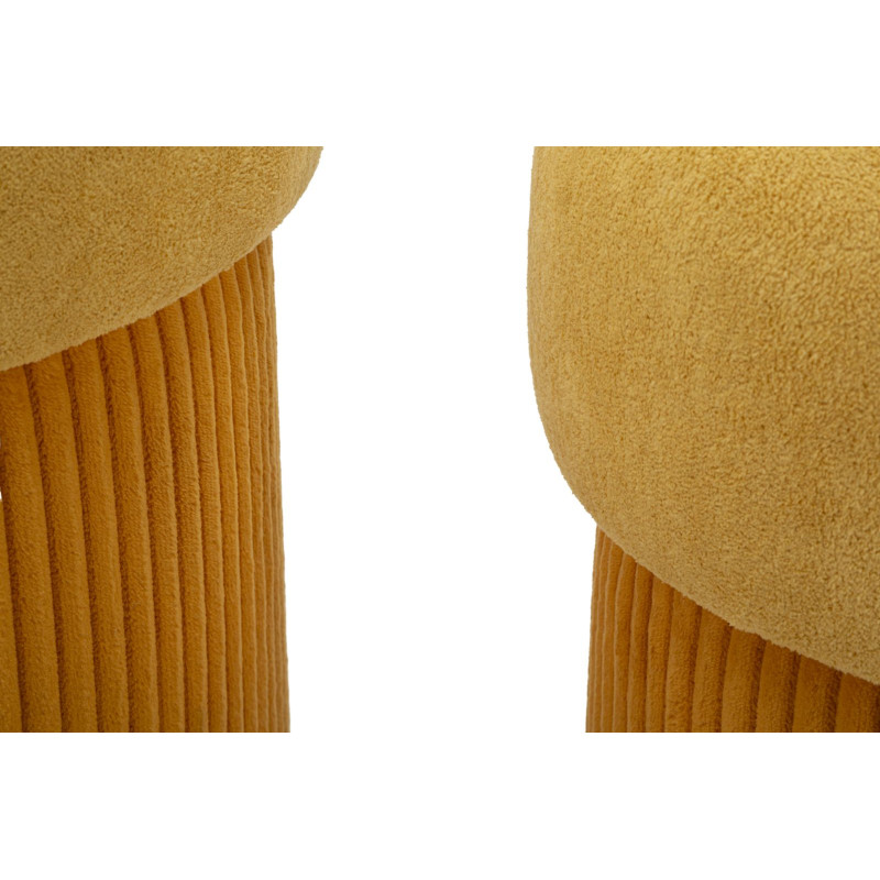 Pouf Coffre Aspen Moutarde – Harmonie Contemporaine Ø42x44 - Ø35x37 cm