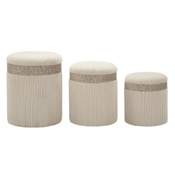 Moderne Poufs Crème Rideau – Triple Harmonie Ø40,5x49,5-35x42-31x38