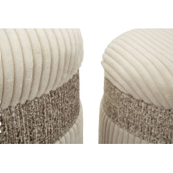 Pouf Coffre Cortina Crème – Élégance en Trio Ø40,5x49,5 - Ø35x42 - Ø31x38 cm