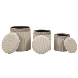 Pouf Coffre Cortina Crème – Élégance en Trio Ø40,5x49,5 - Ø35x42 - Ø31x38 cm