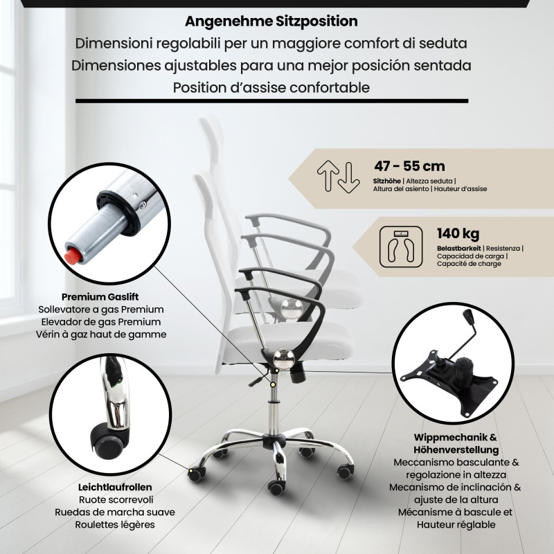 Fauteuil de bureau Washington blanche