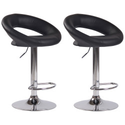 Lot de 2 tabourets de bar Olinda simili cuir chrome noir