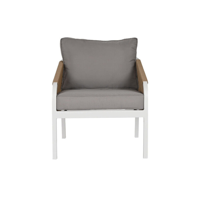 Ensemble Table avec 3 Sièges Home ESPRIT Blanc Naturel Gris clair 189 x 73 x 84 cm