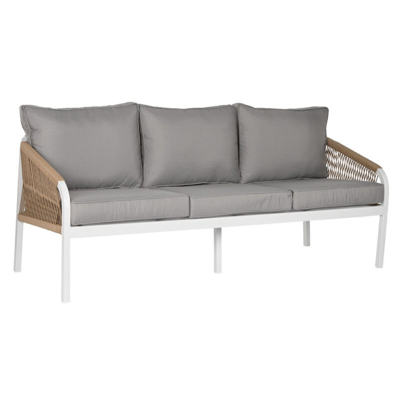 Ensemble Table avec 3 Sièges Home ESPRIT Blanc Naturel Gris clair 189 x 73 x 84 cm