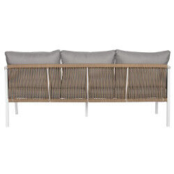 Ensemble Table avec 3 Sièges Home ESPRIT Blanc Naturel Gris clair 189 x 73 x 84 cm