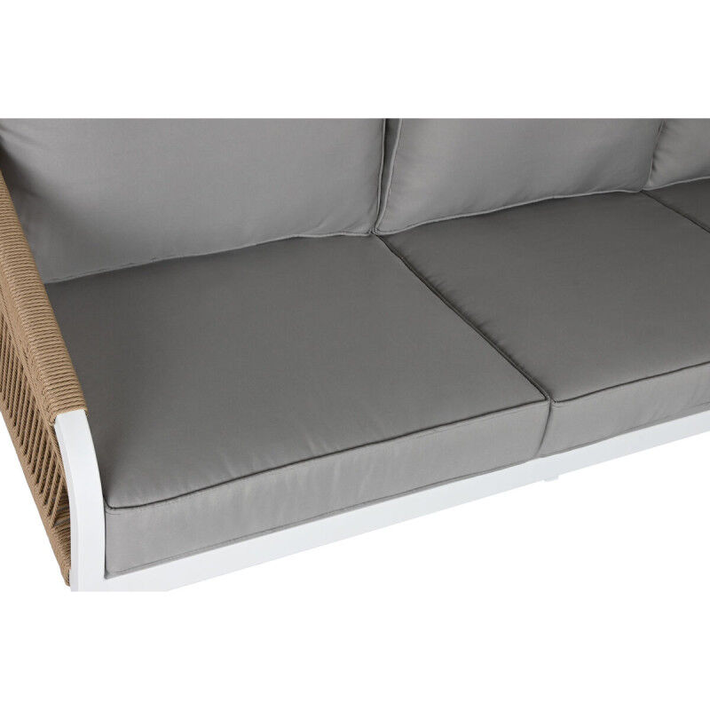 Ensemble Table avec 3 Sièges Home ESPRIT Blanc Naturel Gris clair 189 x 73 x 84 cm