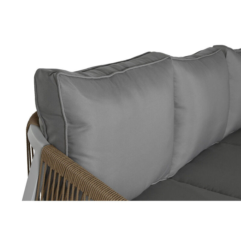 Ensemble Table avec 3 Sièges Home ESPRIT Blanc Naturel Gris clair 189 x 73 x 84 cm