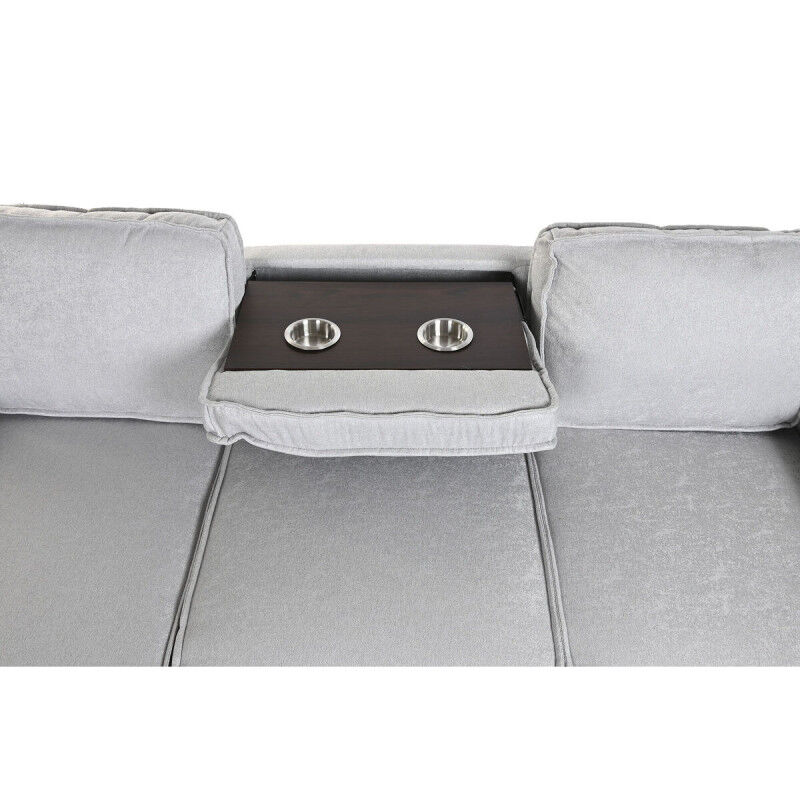 Canapé Convertible Home ESPRIT Gris clair Moderne 220 x 153 x 88 cm