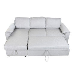 Canapé Convertible Home ESPRIT Gris clair Moderne 220 x 153 x 88 cm